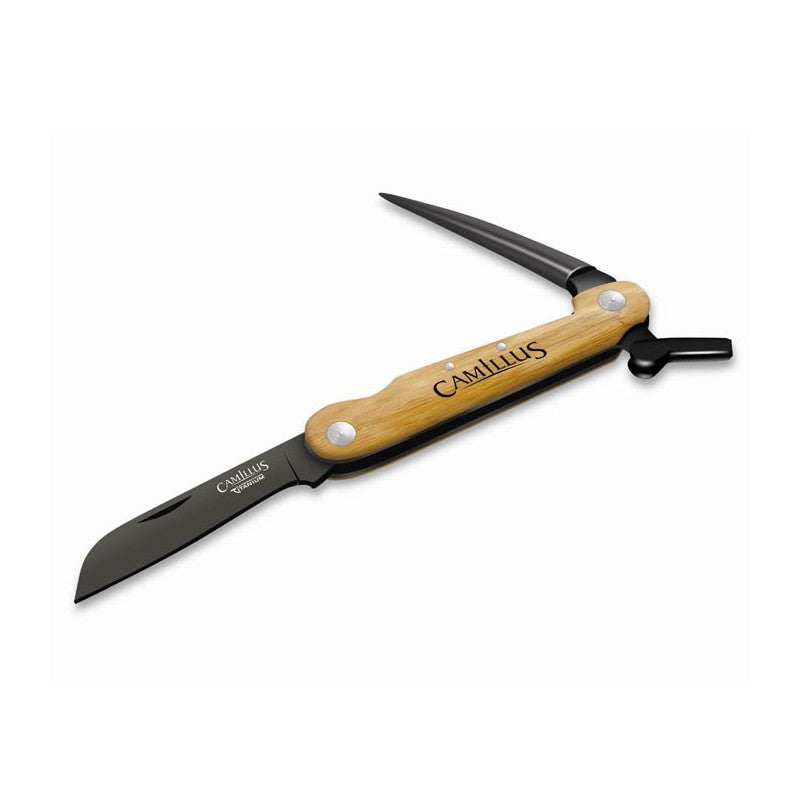 7.5" FOLDING WITH MARLIN SPIKE KNIFE, BAMBOO HANDLE